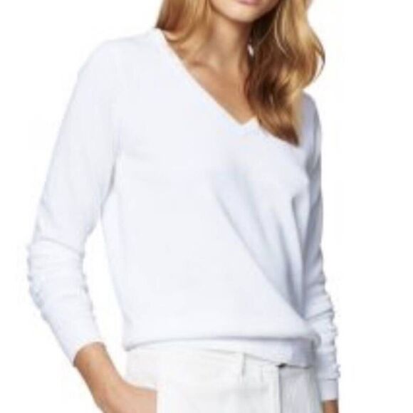 LILLY PULITZER White V Neck Sweater Size Small - Picture 1 of 4